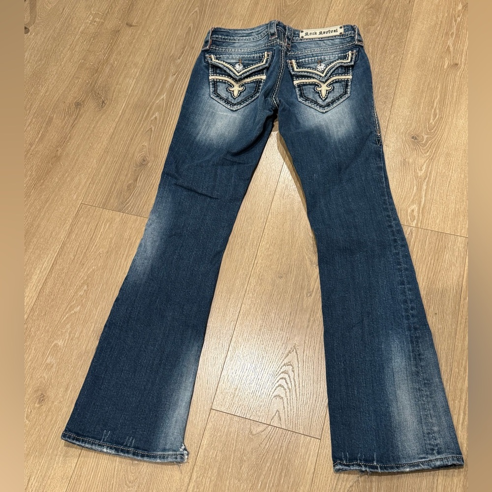 Rock Revival Embellished Back Pocket Medium Blue Bootcut Jeans